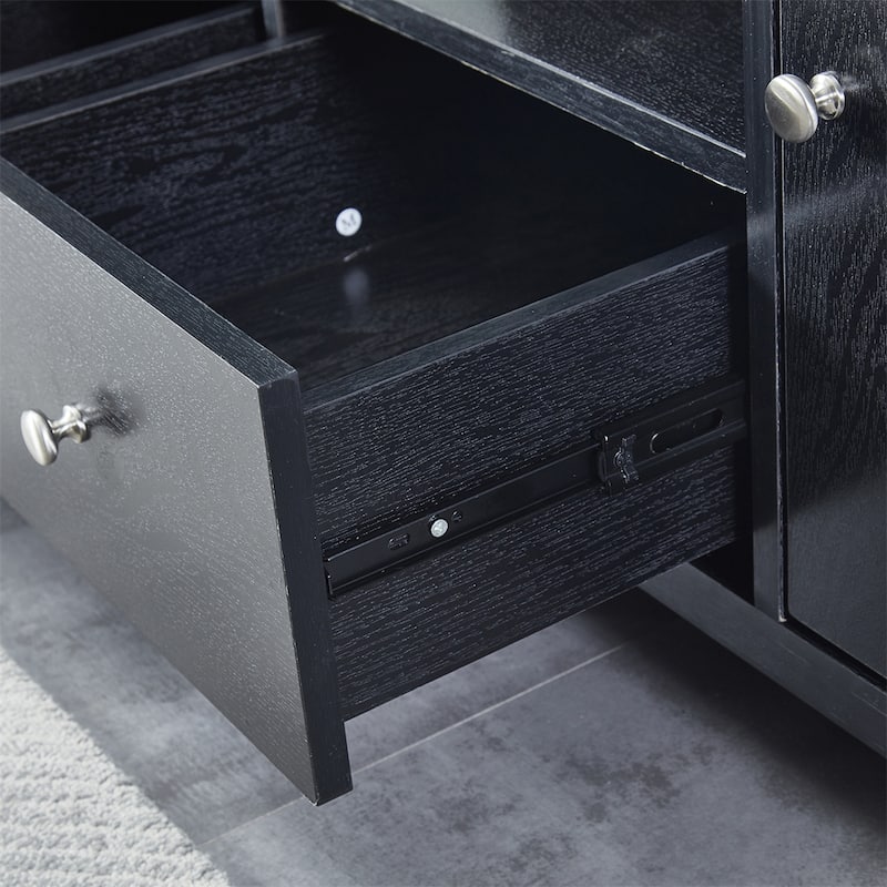 Wood TV stand Media Console with Storage Cabinet for Living Room