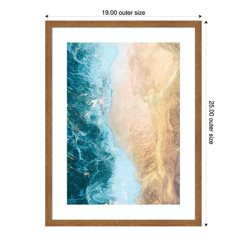 Gold beach by Sarah Manovski Wood Framed Wall Art Print - 19 x 25 in