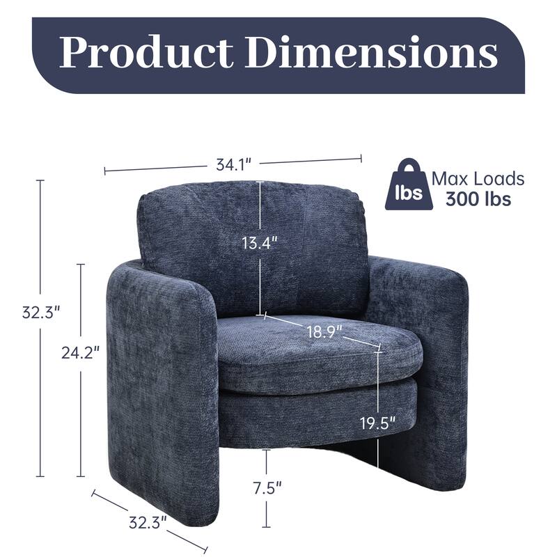 Accent Chairs, Living Room Chairs Upholstered Barrel Armchair for Living Room