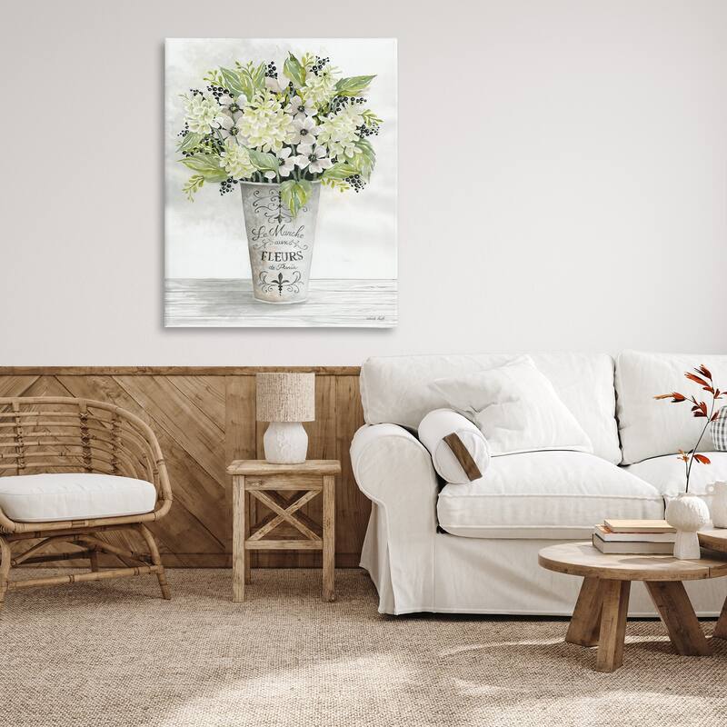 Stupell French Floral Greenery Bouquet Parisian Charm Flowers Canvas Wall Art - Green