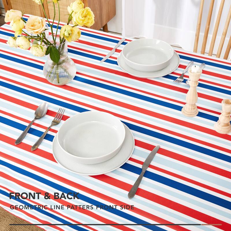 Deconovo Waterproof Polyester Tablecloth with Three Striped Patterns