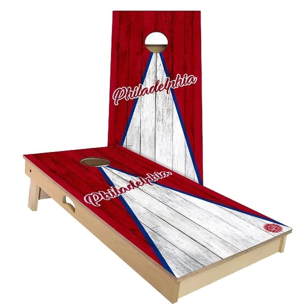 slide 2 of 9, Philadelphia Triangle Baseball Outdoor Cornhole Board Set Backyard 2x4 - NO Accessories