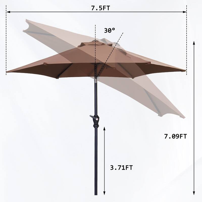 Ainfox 7.5ft Patio Umbrella Push Button Tilt Outdoor Market Umbrella Without Base