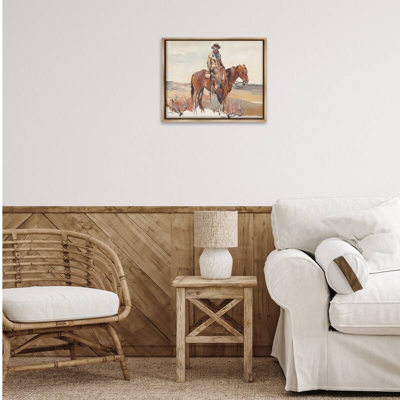 Stupell Western Cowboy Fields & Farm Framed Floater Canvas Wall Art Design By Marilyn Hageman