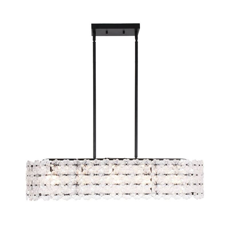 Glam 5-Light Glass Blossom Lantern Linear Island Chandelier 36.2 in