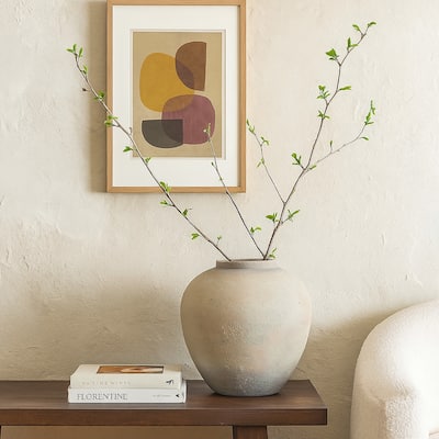 Kilu Decorative Vase, Rugged Texture, 19 Inch Metallic Gray Resin
