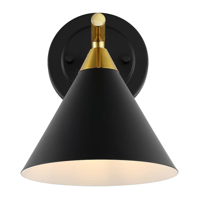 SAFAVIEH Lighting Gerrie 8-inch Metal Cone Wall Sconce with Bulbs (Set of 2) - 8 In. W x 7 In. D x 8.5 In. H - 8Wx7Dx9H