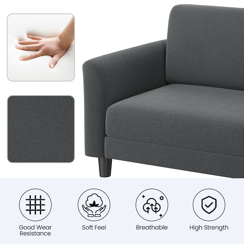 Yaheetech 2-Seater Upholstered Couch with Linen Fabric Sectional Sofa, Dark Gray - 75.5"×31"×35"