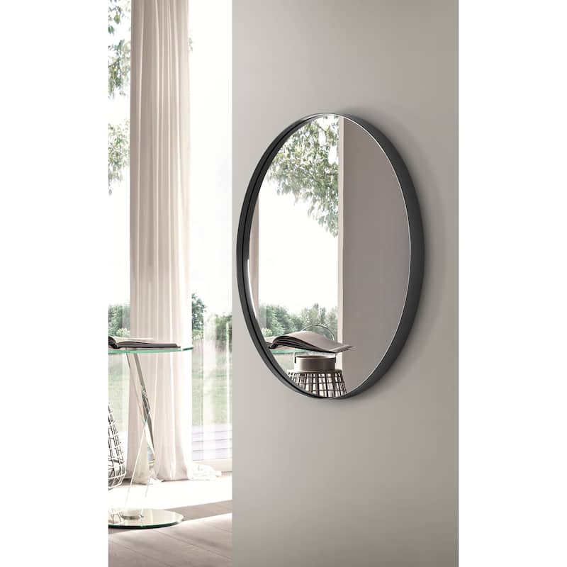 SUNBOW Black Round Wall and Bathroom Mirror - 24
