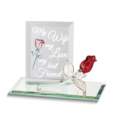 Curata My Wife My Love My Best Friend Red Rose Handcrafted Glass Figurine