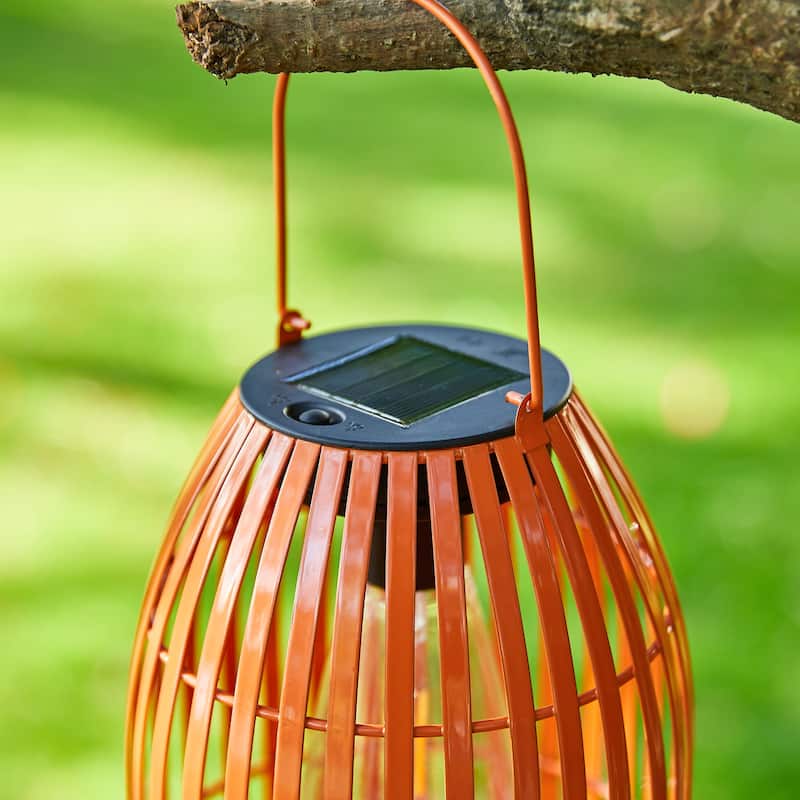 Glitzhome 9.75"H Metal Woven Solar Powered Outdoor Hanging Lantern
