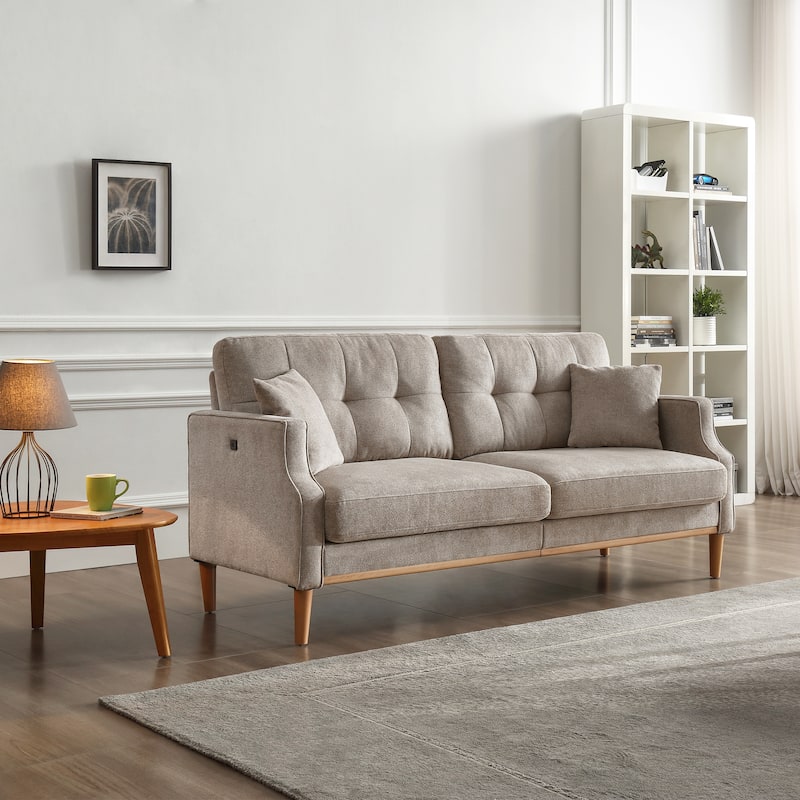 Christopher Knight Home - Evelyn Button Tufted LoveSeat Sofa with High-Density Foam Cushions and USB Charging Port