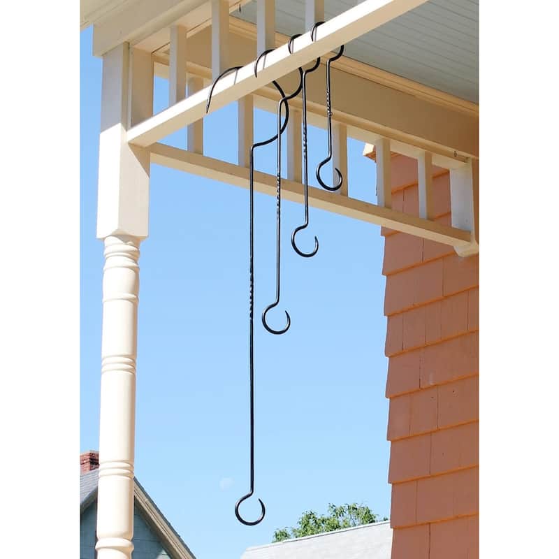 Achla Designs 18" L Black Wrought Iron Hook Extenders w/Twist (Set of 2), Powder Coated Finish, Home Accessory