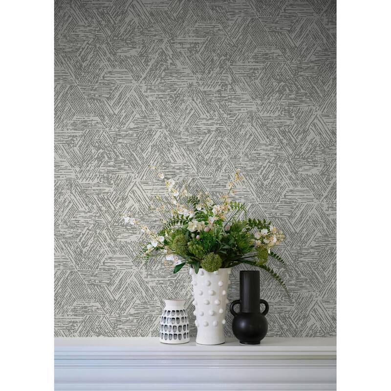 A-Street Prints Retreat Charcoal Quilted Geometric Wallpaper