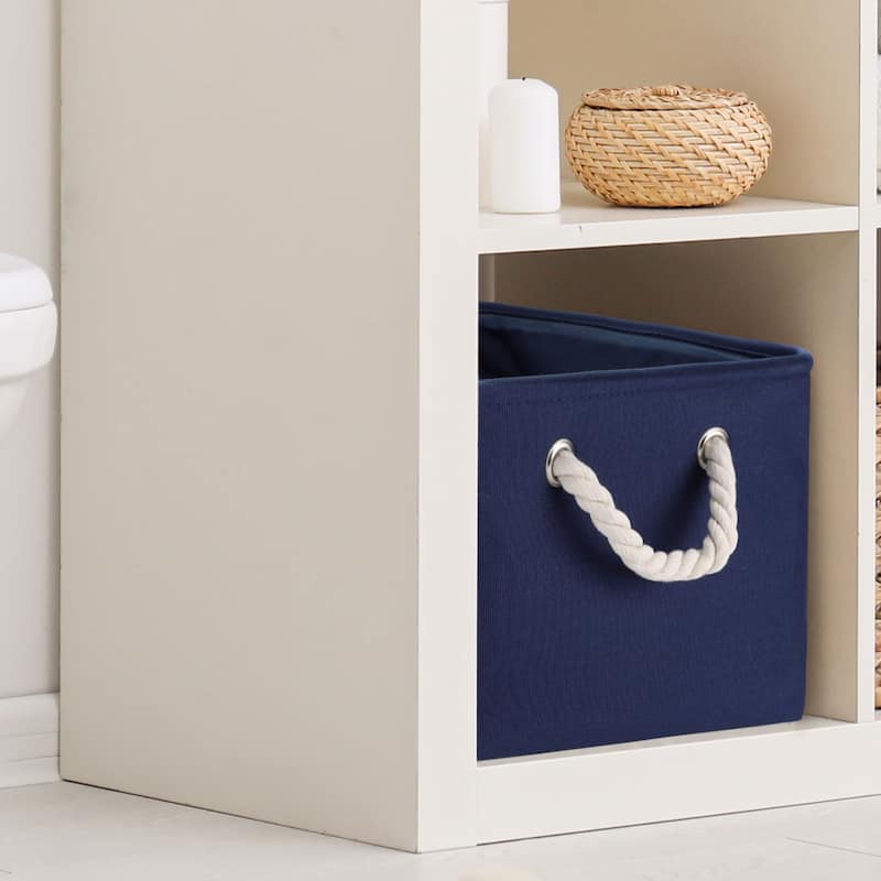 Foldable Storage Basket, Fabric Collapsible Clothes Box with Handles