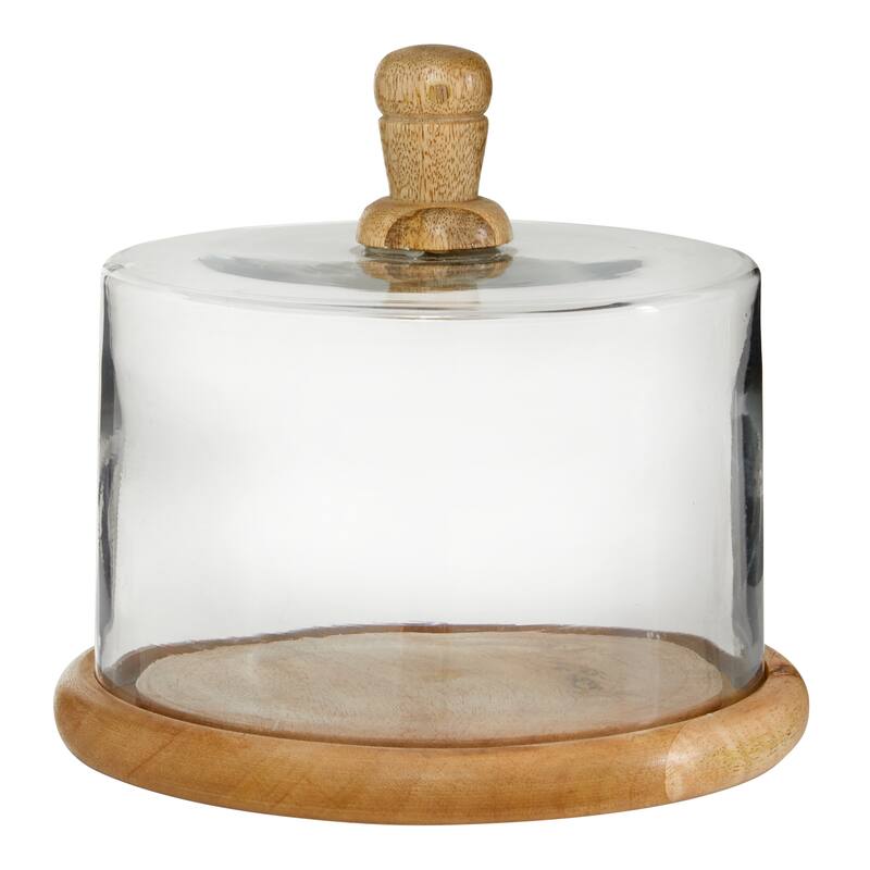 Brown Glass Cake Stand with Glass Lid - 8 x 8 x 6 Round
