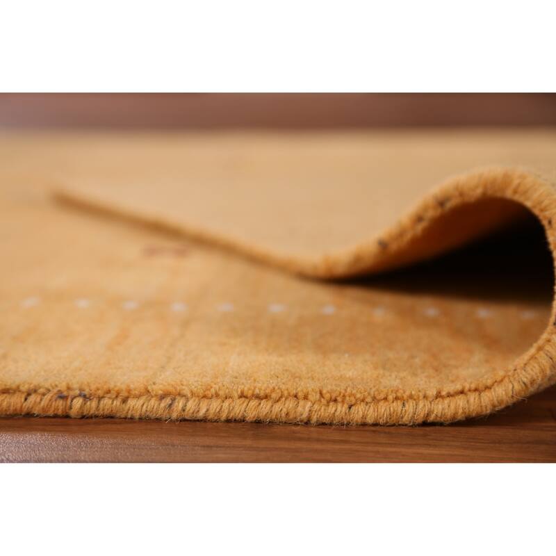 Hand Knotted Oriental 100% Wool Carpet Tribal Tribal Yellow & Gold Gabbeh Area Rug - 6' 4'' X 4' 7''