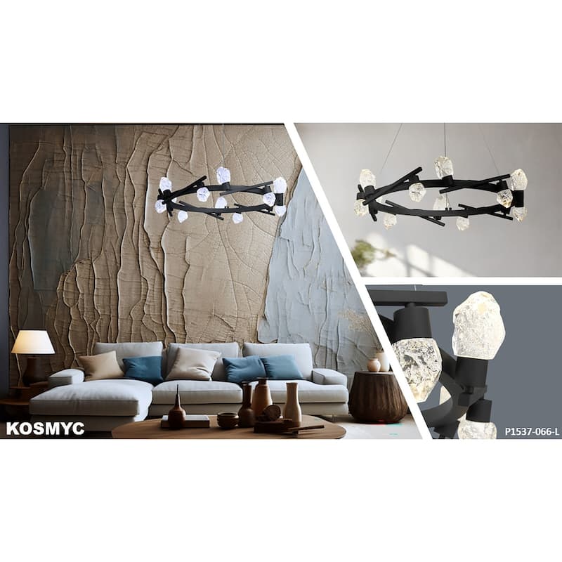 Kovacs P1537-L Kosmyc 12 Light 33" Wide LED Ring Chandelier with Rock