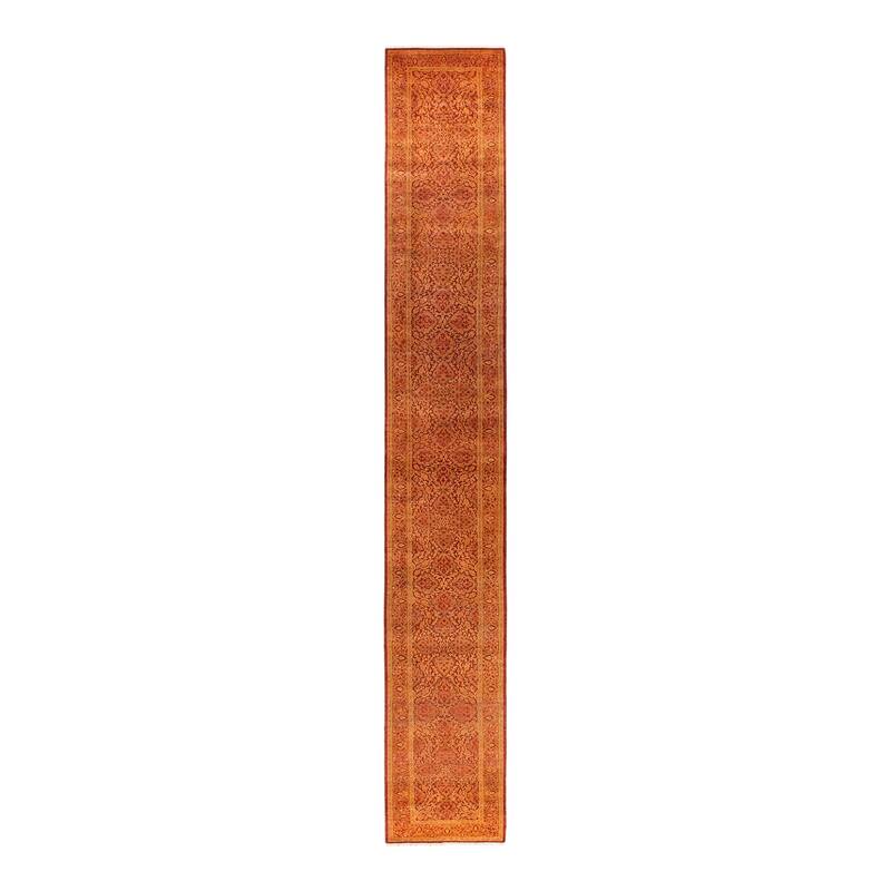 Overton Hand Knotted Wool Vintage Inspired Traditional Mogul Orange Runner Rug - 2' 8" x 19' 1"