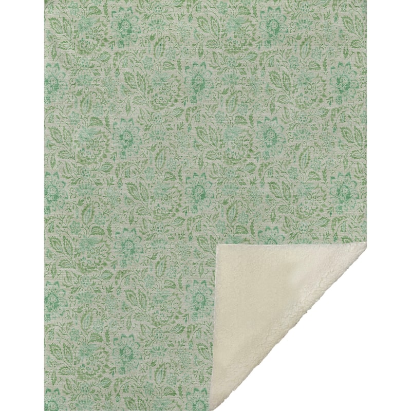 Premium Machine Washable Floral Sherpa Throw Blanket