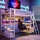 preview thumbnail 14 of 27, Twin Size Loft Bed with LED Light and Built-in Work Station, Metal Loft Bedframe w/ Storage Cabinet, Shelves & Charging Station White