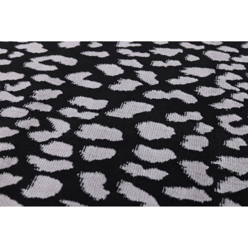 Dream Collection Animal Print Moroccan Motif Black and Grey Rug