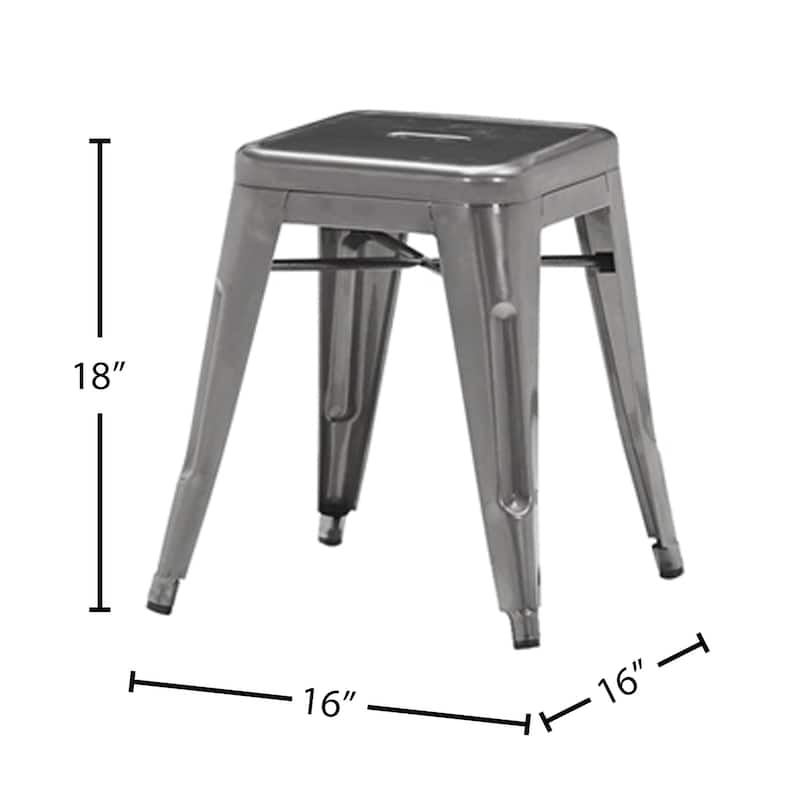 (Set of 2) Williston Modern Industrial Gunmetal Steel Low Stackable Dining Stool