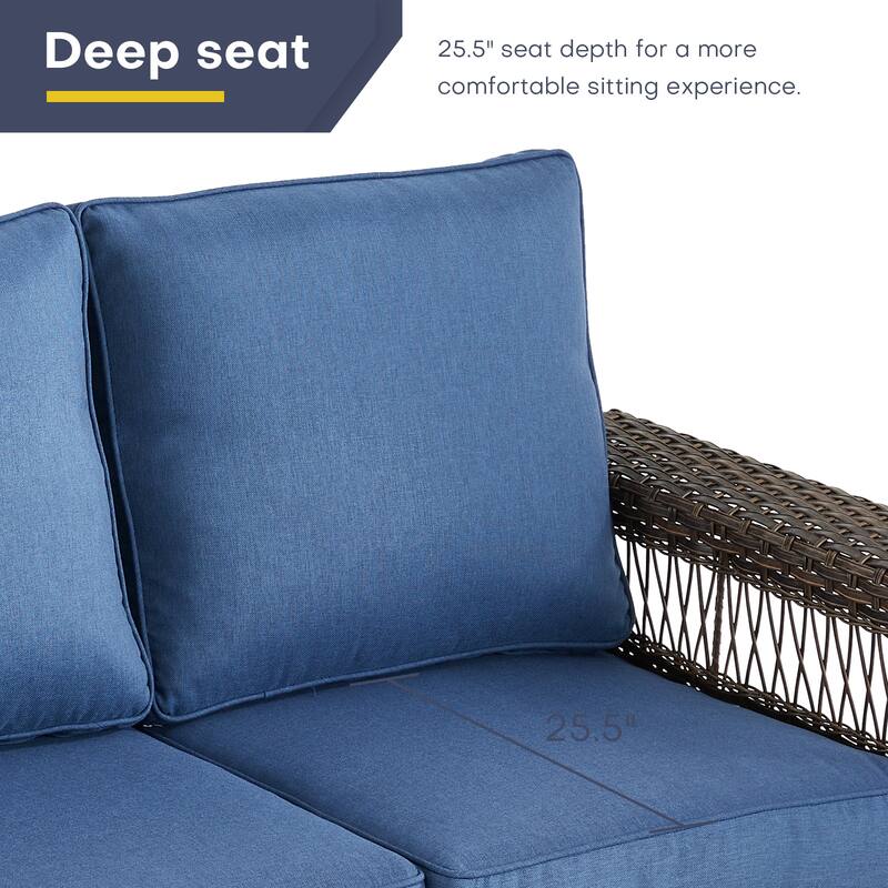 Gymojoy 6 Pieces All-Weather Outdoor Sofa with Chair set - Brown