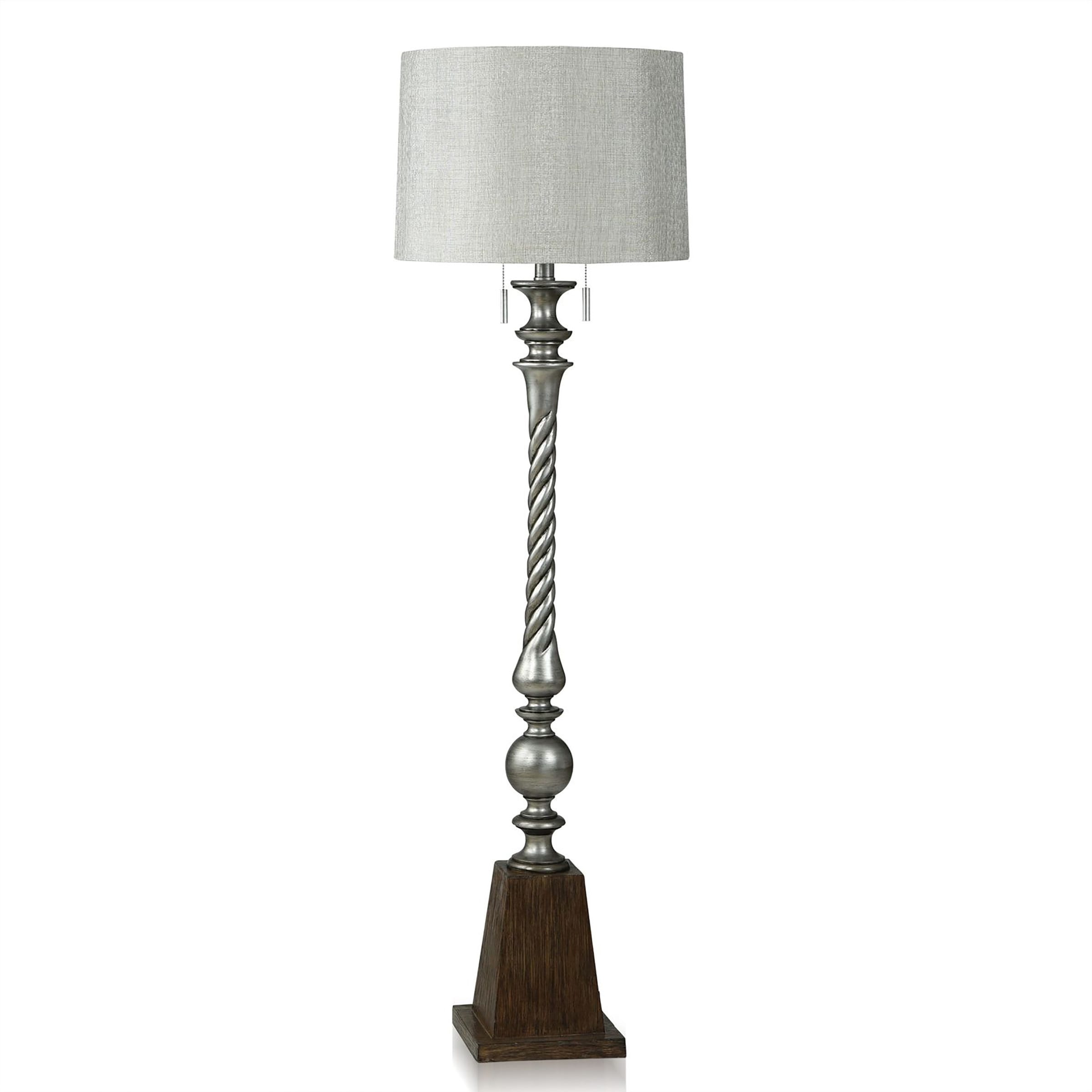 StyleCraft India Silver And Brown Pedestal Floor Lamp
