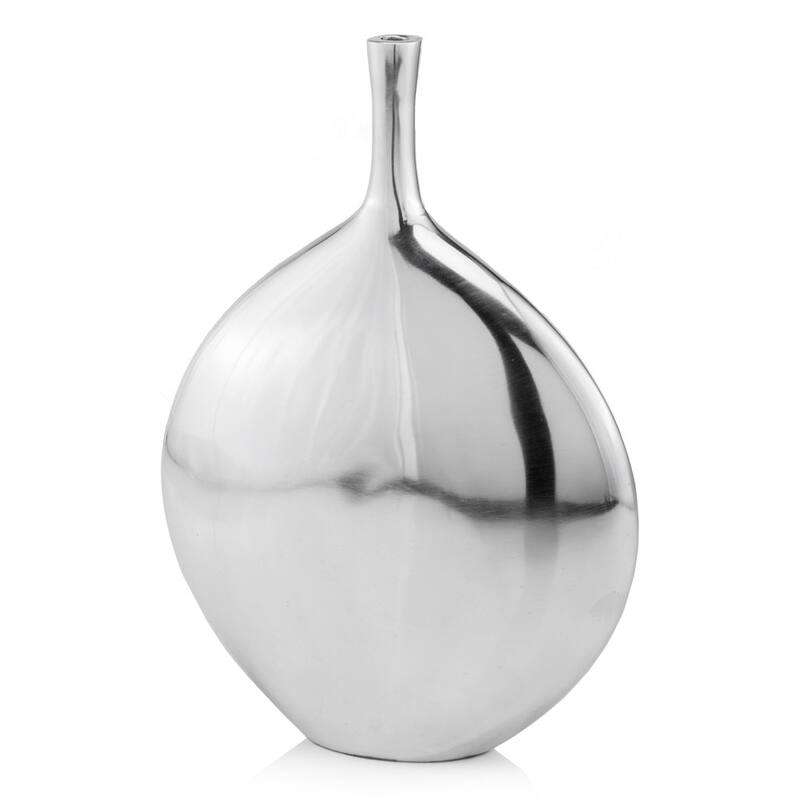HomeRoots 16" Silver Tulip Aluminum Table Vase