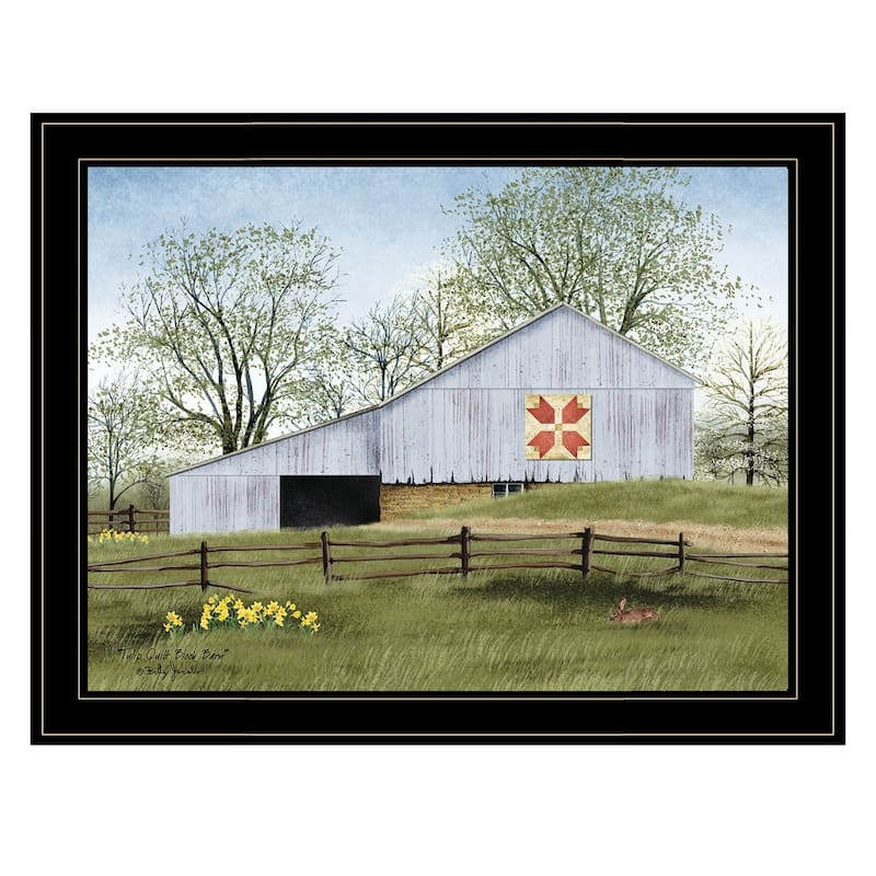TrendyDecor4U Contemporary "Tulip Quilt Block Barn" Framed Print Wall Art by Billy Jacobs