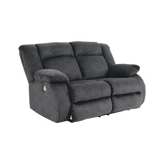 Burkner Reclining Power Loveseat, Dark Gray/Blue