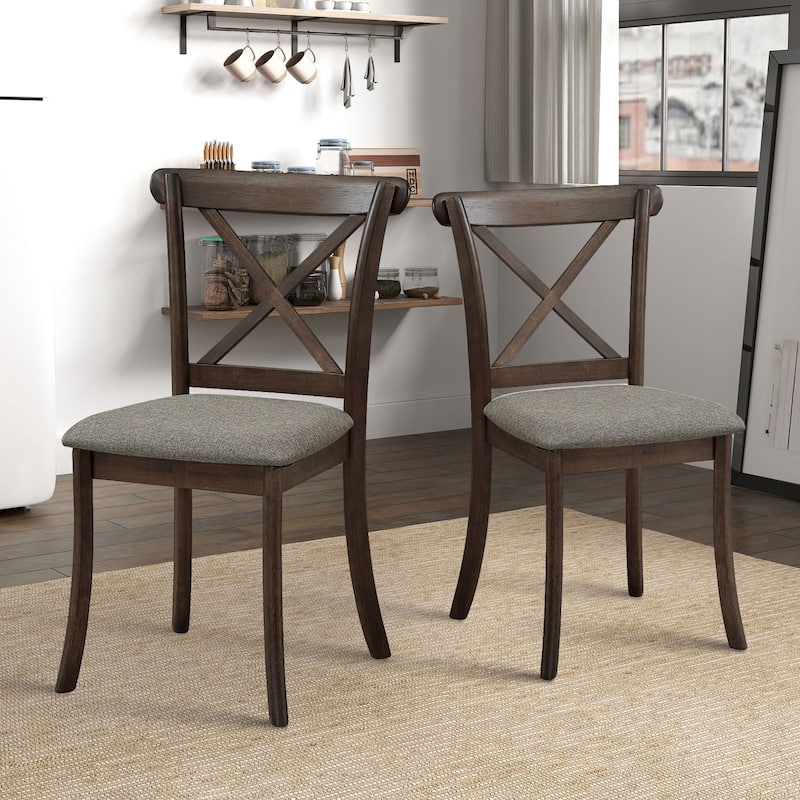 5 Pieces Set Mid-century Modern 47 in Round Rubber Wood Dining Table with Pedestal Base for 4-6 People