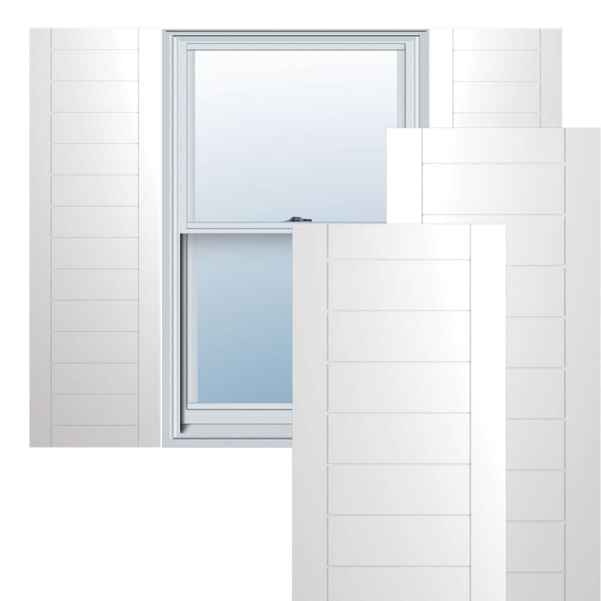 True Fit PVC Horizontal Slat Framed Modern Style Fixed Mount Shutters