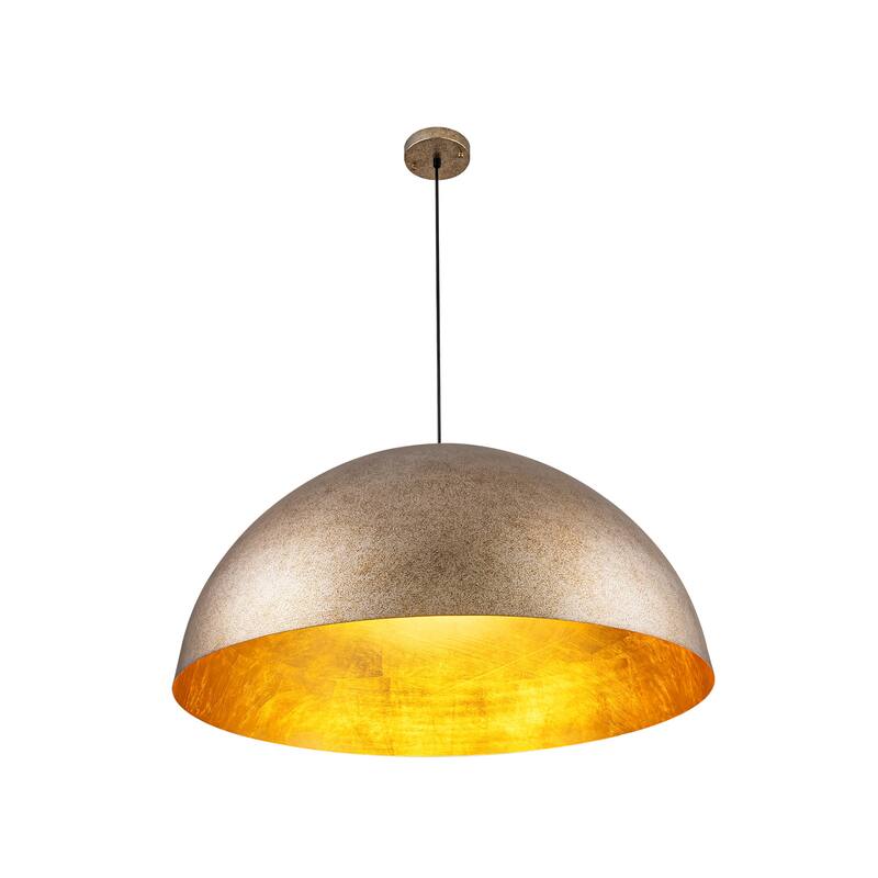 3-Light 31" Industrial Dome Brass&Gold Foil Pendant Light Large Kitchen Island Lighting - 31.49 in. W × 16.53 in. H
