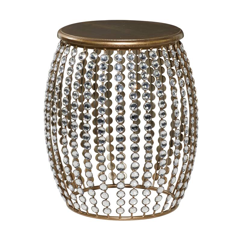 Metal Open Frame Accent Table with Crystal Embellishments - Gold or Black