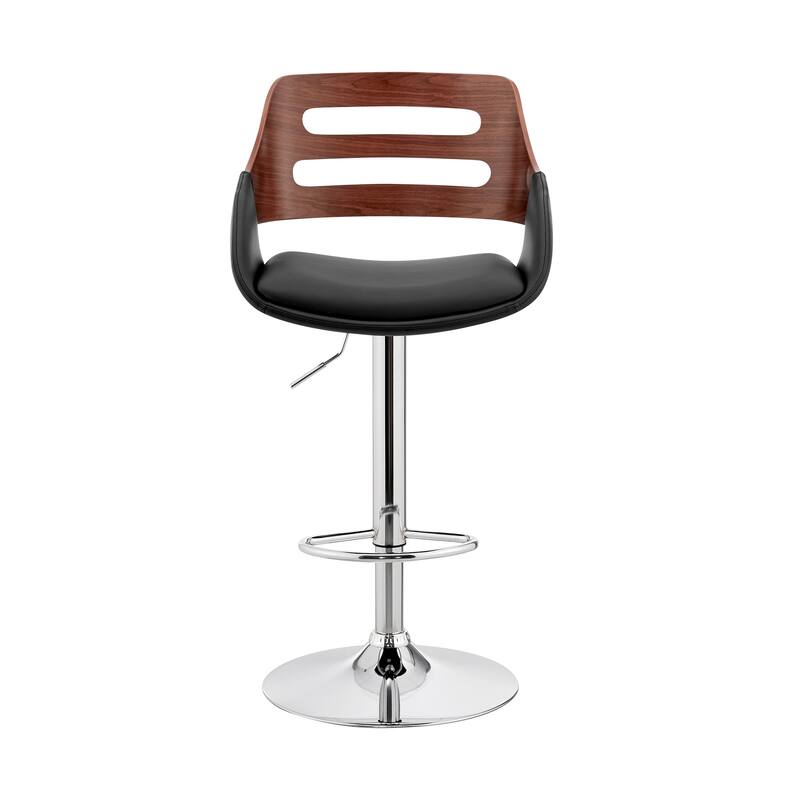 Karter Faux Leather and Wood Adjustable Swivel Bar Stool