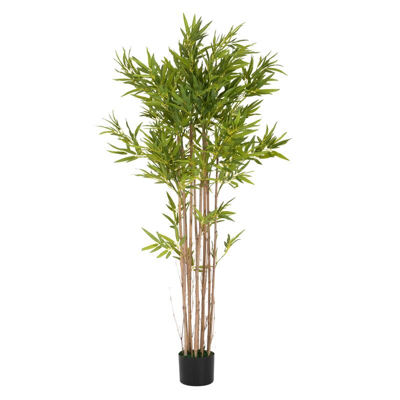 70" Artificial Bamboo with Black Plastic Pot, 39" W x 39" D x 70" H