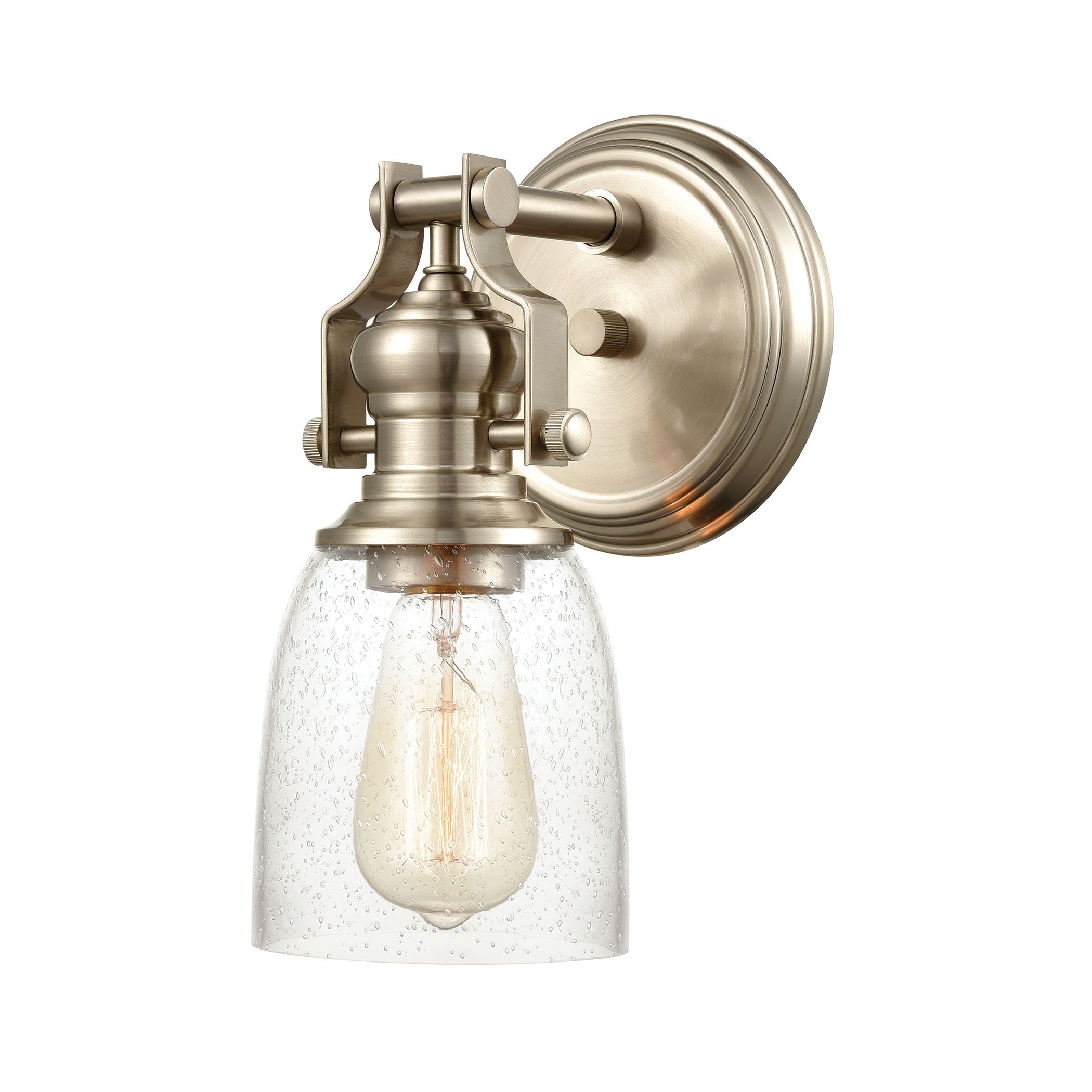 Elk Home Chadwick Satin Nickel With Seedy Glass 1 Light Vanity Light