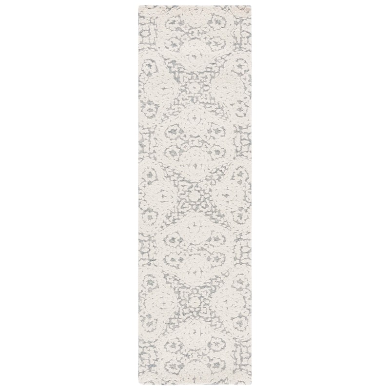 SAFAVIEH Handmade Metro Shafika Floral Wool Rug - 2'3" x 8' Runner - Ivory/Grey