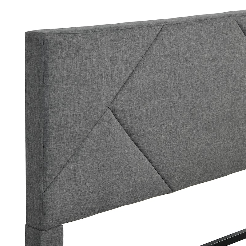 Queen Size Upholstered Platform Bed with Strong Support