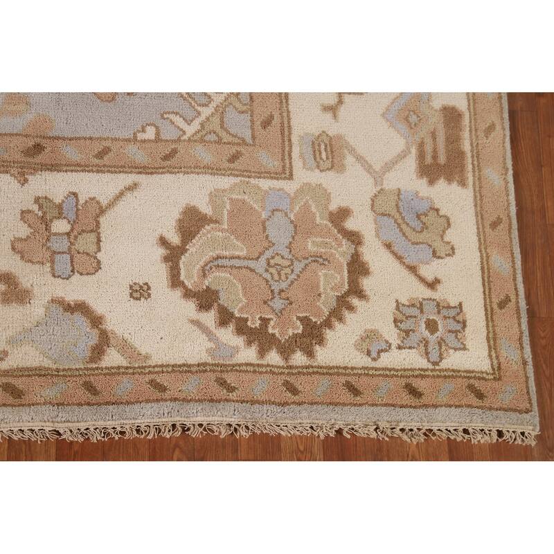 Gray Oushak Indian Area Rug Handmade Wool Carpet - 9'0"x 11'7"