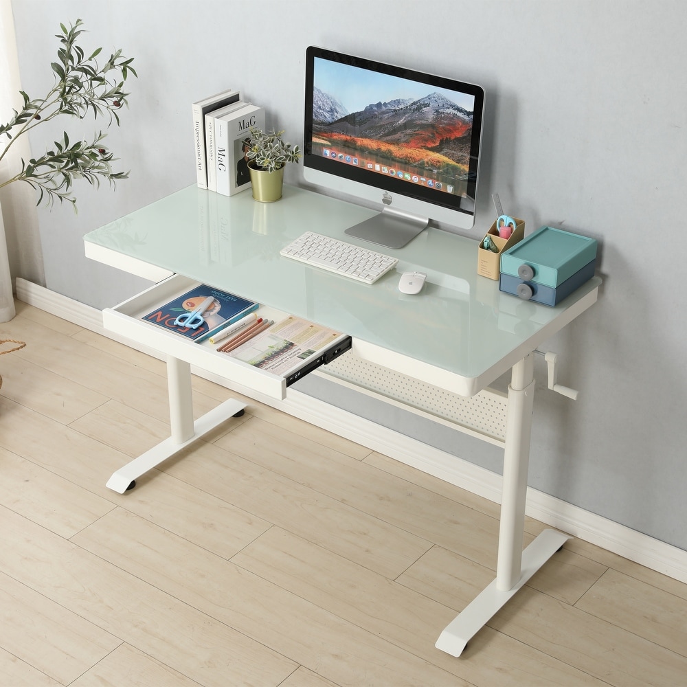 Blue glass new arrivals computer desk