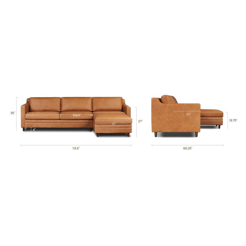 Poly & Bark Harper 113.5" Pull-Out Sleeper Sectional with Storage in Cognac Tan