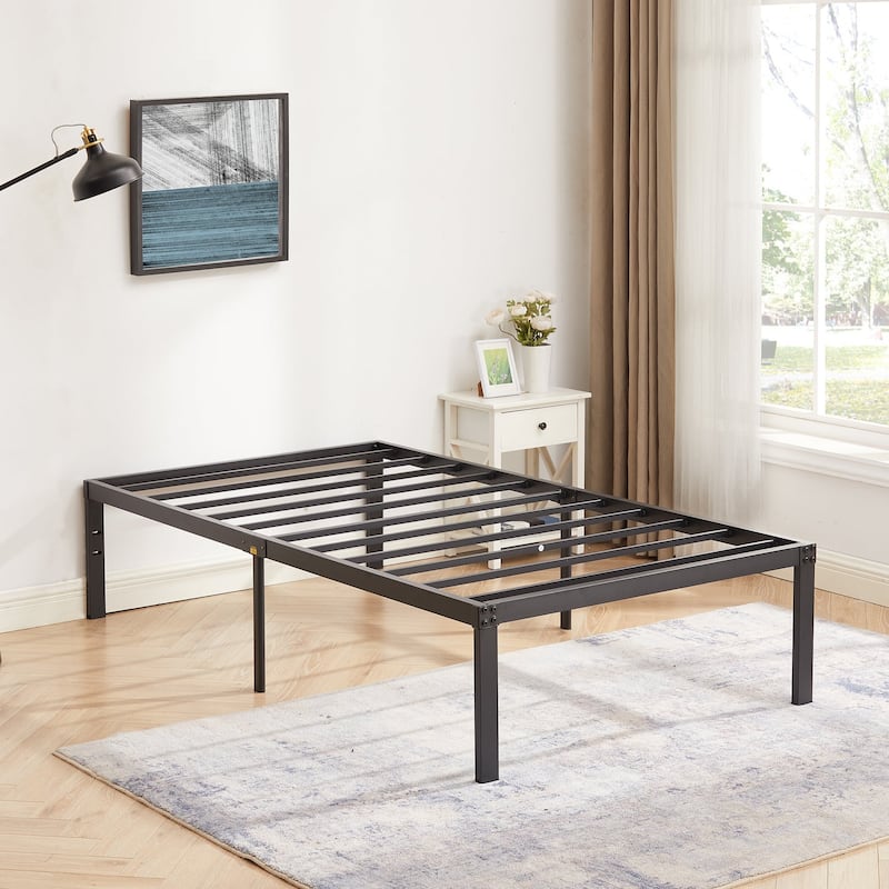 Javlergo 14/16/18 Inch Metal Platform Bed Frame, Heavy Duty Slat Support /No Box Spring Needed