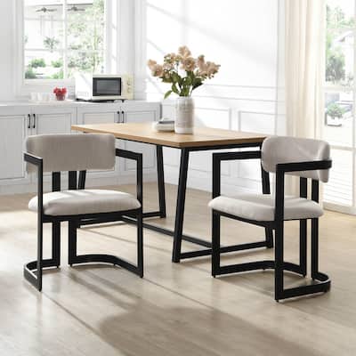 Upholstered Dining Chairs Set of 2, Fabric Armchairs