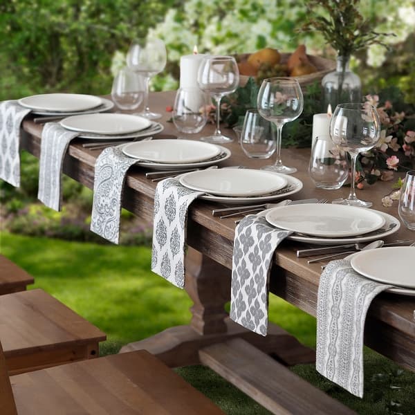 slide 1 of 14, Everyday Casual Prints Assorted Cotton Fabric Napkins (Set of 24) - 17" x17" Gray
