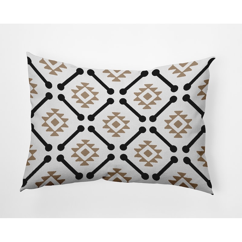 Modern Tribal Pattern Decorative Throw Pillow - 14" x 20" - Taupe