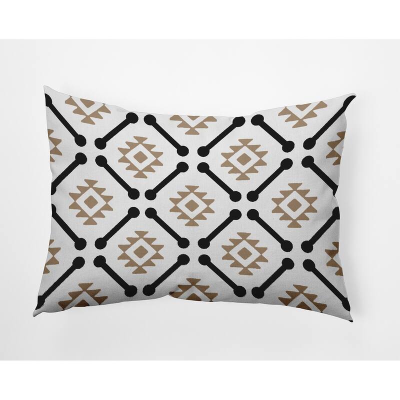 Modern Tribal Pattern Indoor/Outdoor Throw Pillow - Taupe - 14" x 20"