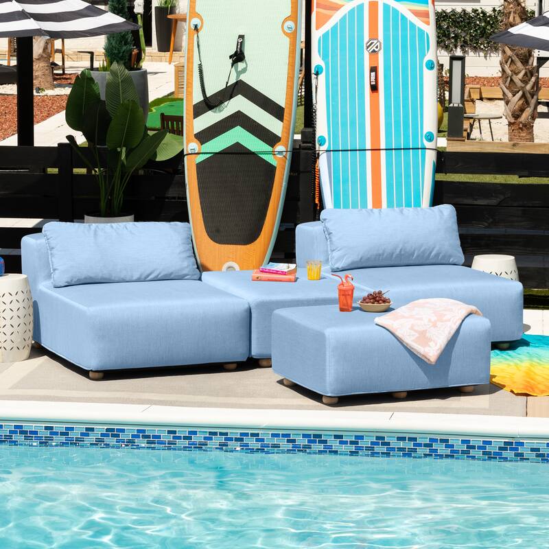 Jaxx Vada Outdoor Sun Lounger Loveseat Luxurious Modular Double Chaise and Conversation Nook - 72" W x 79.5" D x 25.5" H
